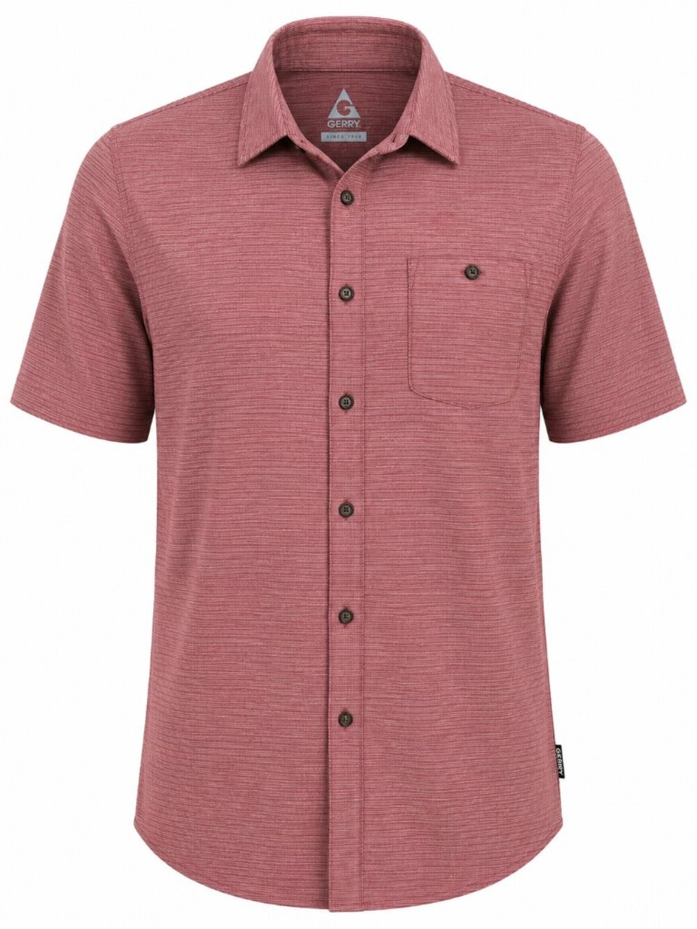 Gerry Men’s Short Sleeve Button-Up Shirt Lt Red Heather Stretch Outdoor Casual L